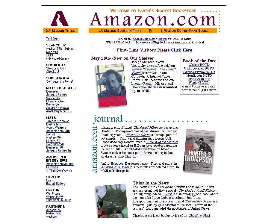 The image presenting initial interface of Amazon.com